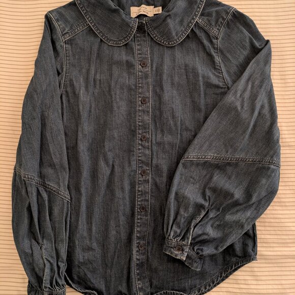& Other Stories Peter Pan Collar Blue Denim Shirt, Size 0 - Picture 5 of 5
